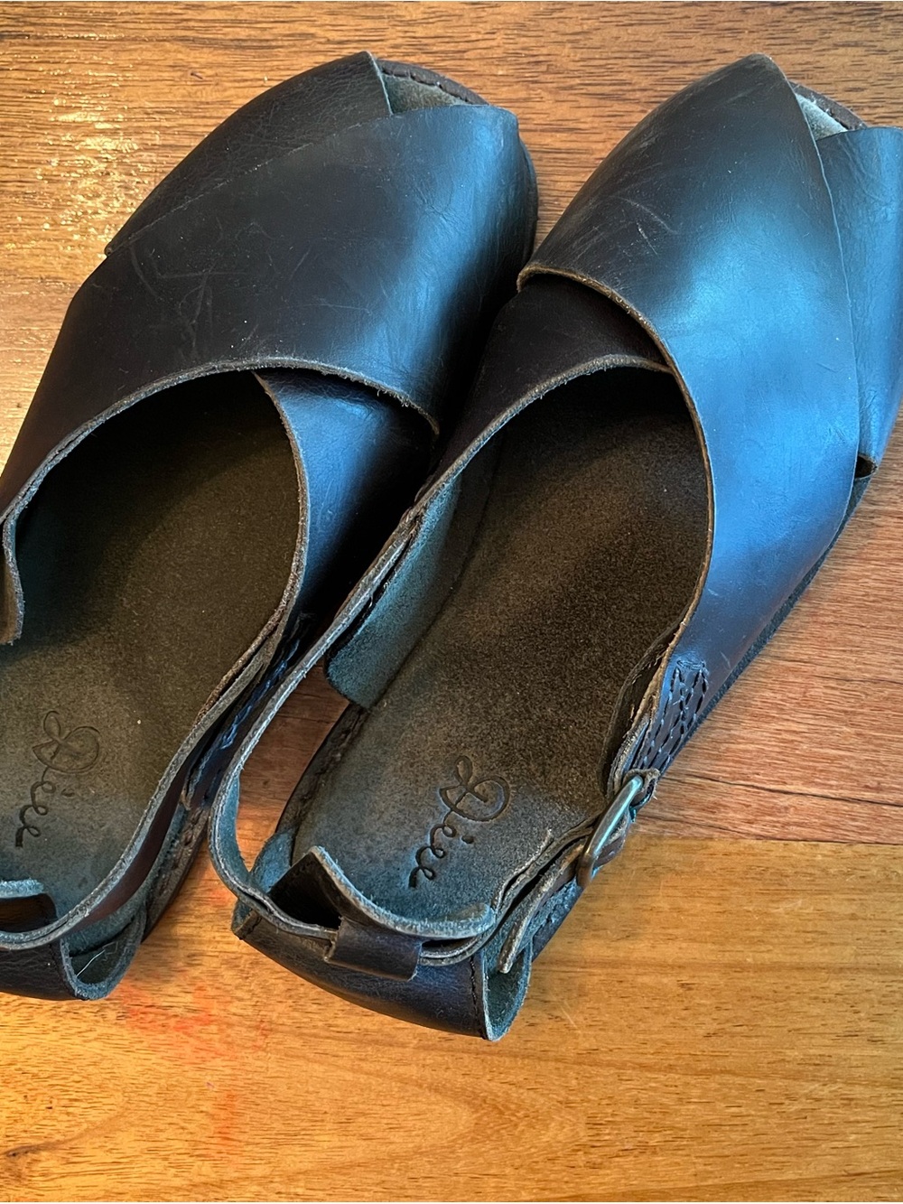 Black/Brown Women's Leather Slingback Handmade Sandals by Dill 7/36